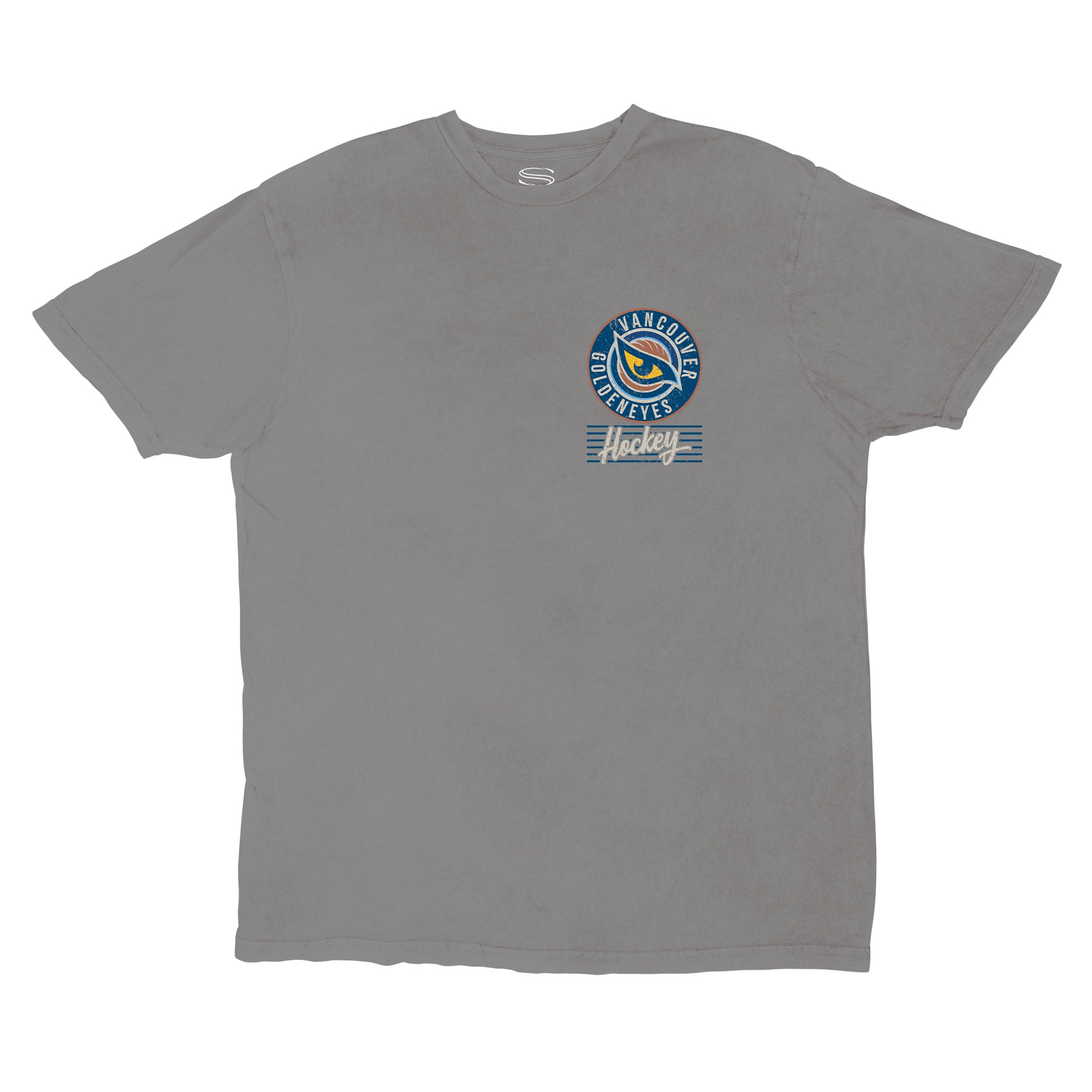 Front of the Adult Vancouver Goldeneyes Stadium Essentials Laylow Vintage T-Shirt
