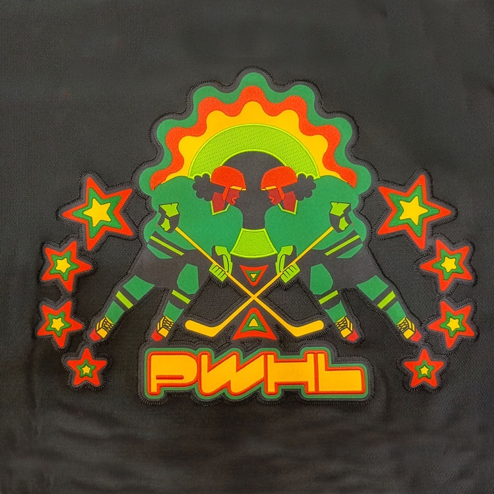 Colorful graphic design on a black background